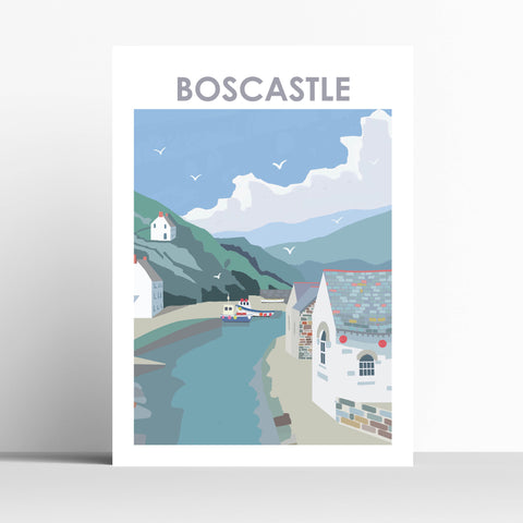 Boscastle River Cornwall Travel Print Poster Birthday Gift House Warming Present Travel Decor Retro Vintage Style