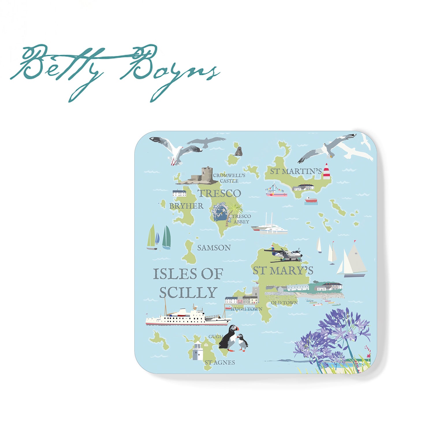 Isles of Scilly Map Cornwall set of 2 Coaster Cornwall Gift | Drink Coasters | Art Coasters | Table Mat | Home Decor | Christmas Gifts