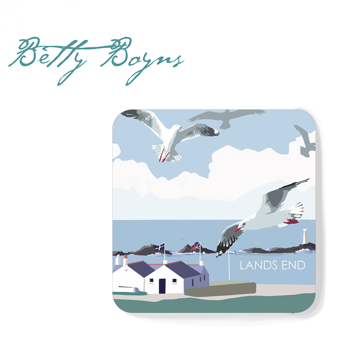 Lands End Cornwall set of 2 Coaster Cornwall Gift | Drink Coasters | Art Coasters | Table Mat | Home Decor | Christmas Gifts