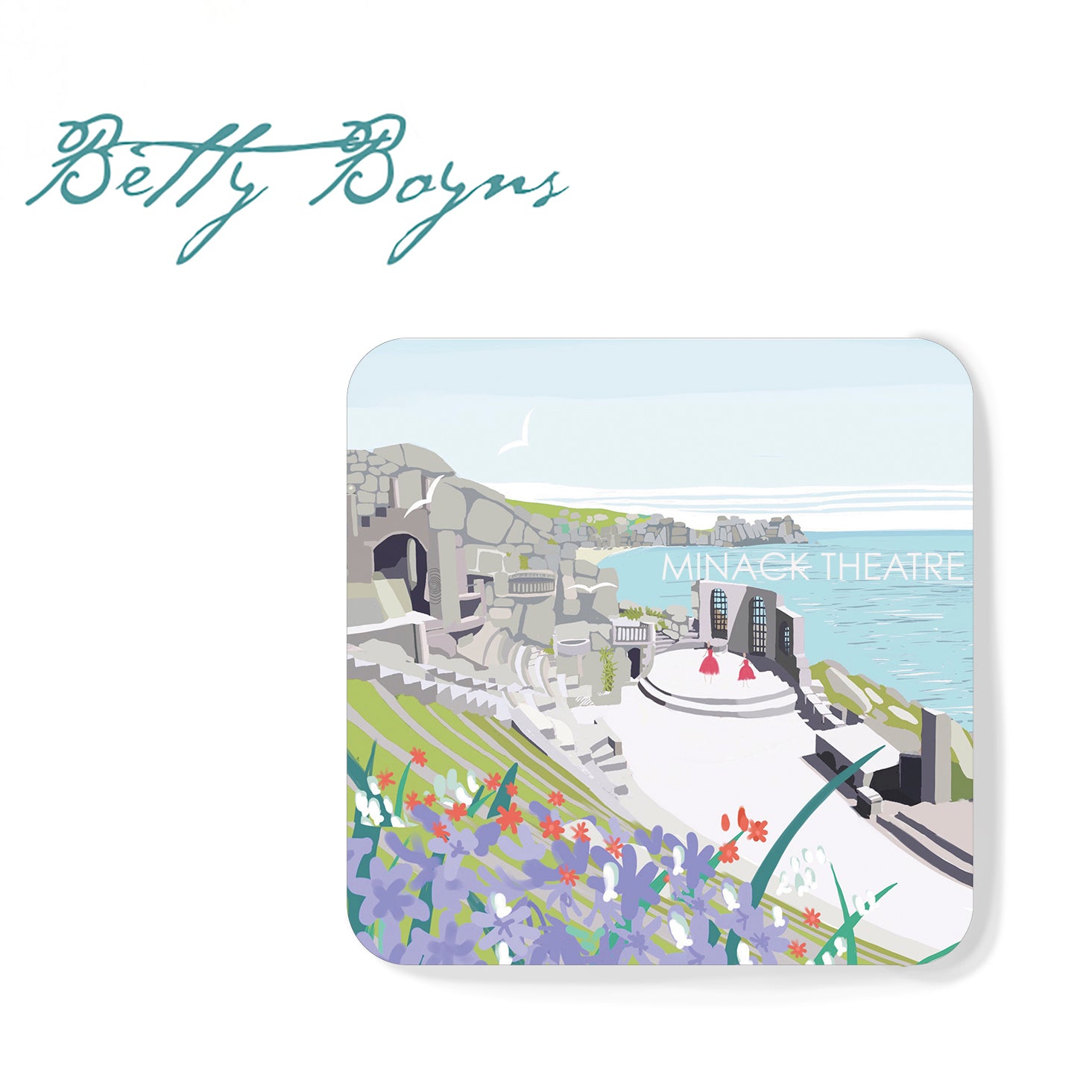 Minack Theatre Cornwall set of 2 Coaster Cornwall Gift | Drink Coasters | Art Coasters | Table Mat | Home Decor | Christmas Gifts