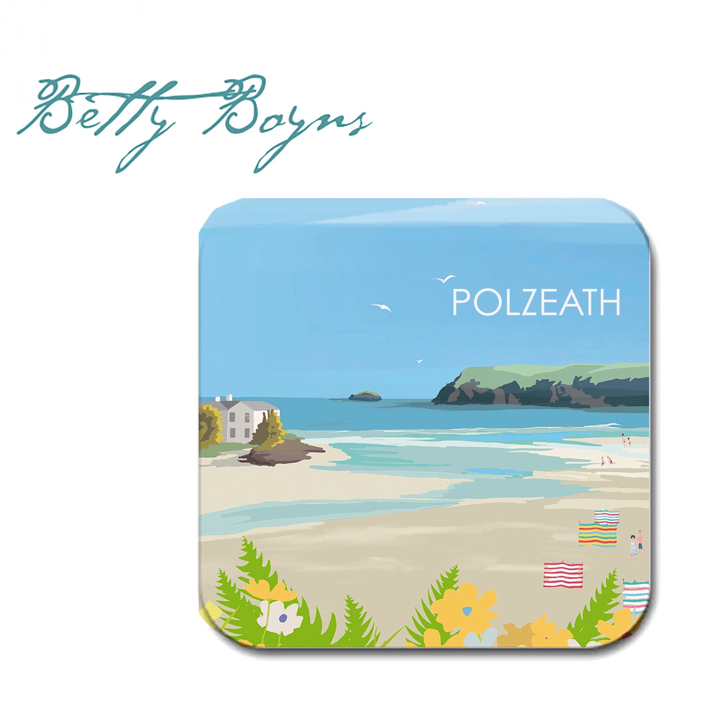 Polzeath Beach Cornwall set of 2 Coaster Cornwall Gift | Drink Coasters | Art Coasters | Table Mat | Home Decor | Christmas Gifts