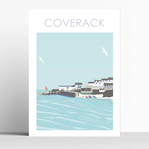 Coverack Cornwall Travel Print Poster Birthday Gift House Warming Present Travel Decor Retro Vintage Style