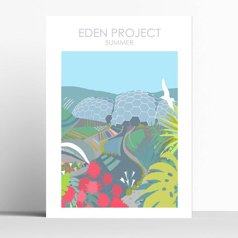 Eden Summer Cornwall Travel Print Poster Birthday Gift House Warming Present Travel Decor Retro Vintage Style