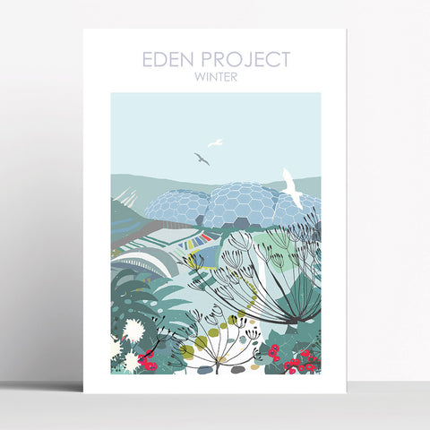 Eden Winter Cornwall Travel Print Poster Birthday Gift House Warming Present Travel Decor Retro Vintage Style
