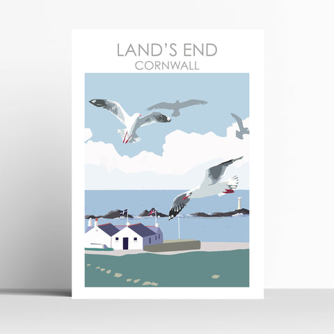 Land's End Travel Print Poster Birthday Gift House Warming Present Travel Decor Retro Vintage Style