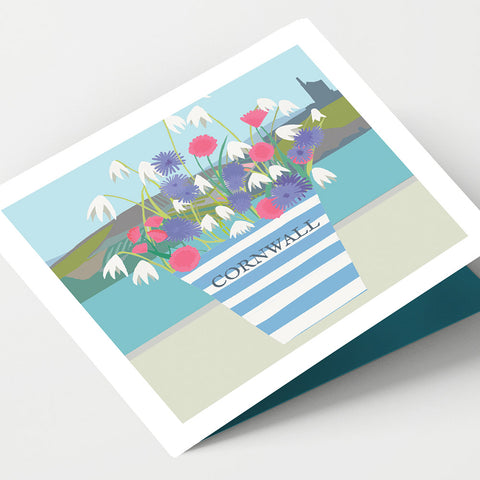 Mine and Flowers  Cornwall Card