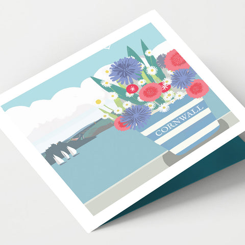 Mount  and Flowers  Cornwall Card