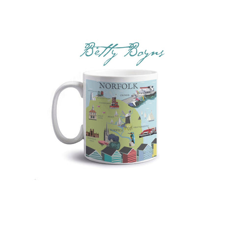 Norfolk Map Mug A lovely gift for friends and family Christmas Gift, Christmas Norfolk Gift gift