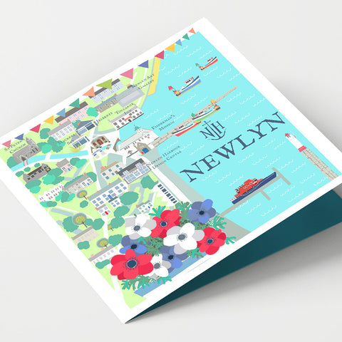 Newlyn Map Cornwall Card