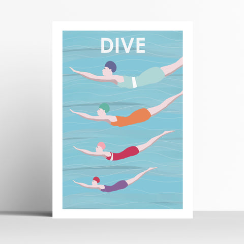 Divers Wild Swimming Print