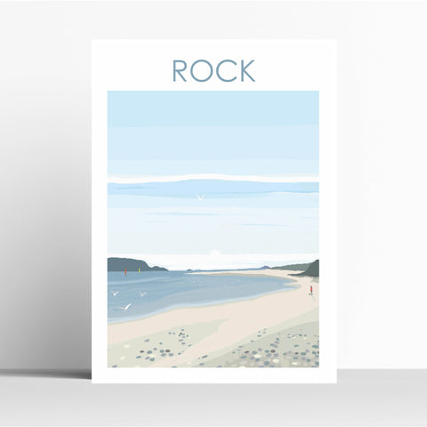 Rock Beach Cornwall Travel Poster