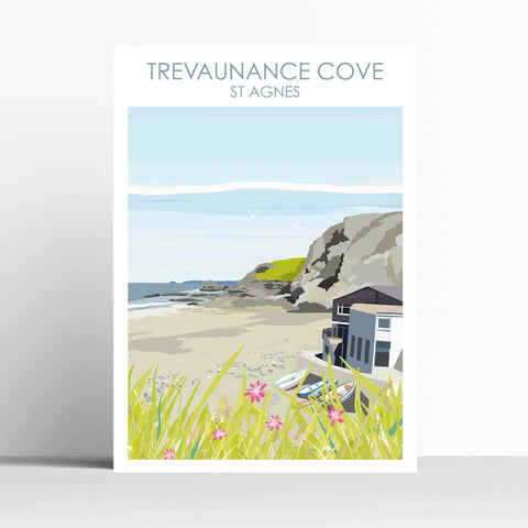 Trevaunance Cove Cornwall Travel Poster