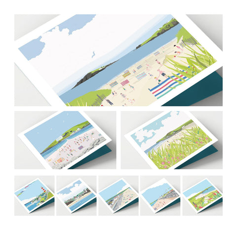 Set Of Eight Devon Beaches Cards